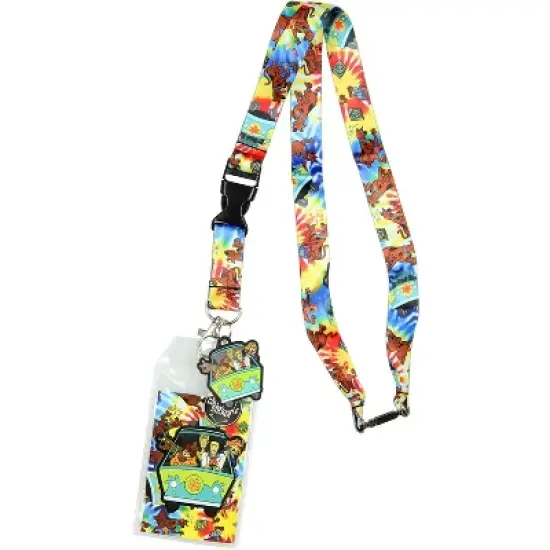 Scooby Doo Tie Dye Lanyard Keychain ID Holder Mystery Machine Rubber Charm and Sticker image {4}
