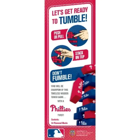 MasterPieces Philadelphia Phillies MLB Wooden Block Tumble Tower Game - 54 Pieces image {3}
