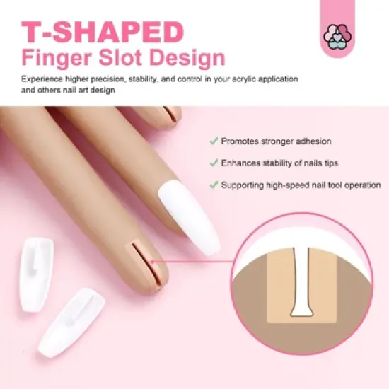 SAVILAND Unbreakable Silicone Nail Mannequin Kit - Flexible Movable Training Hand with 100+ Tips & Tools for Home Salon. image {3}