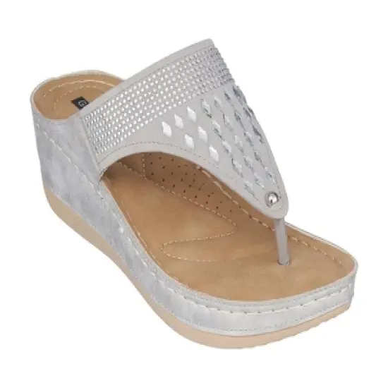 GC Shoes Kiara Embellished Comfort Slide Wedge Sandals image {10}
