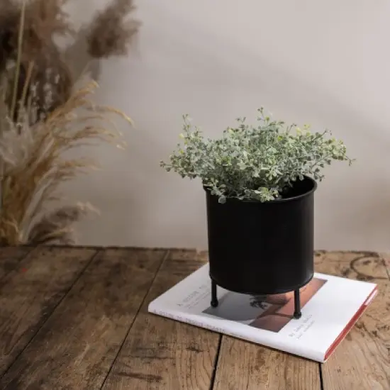 Footed Planter Black Metal - Foreside Home & Garden image {1}
