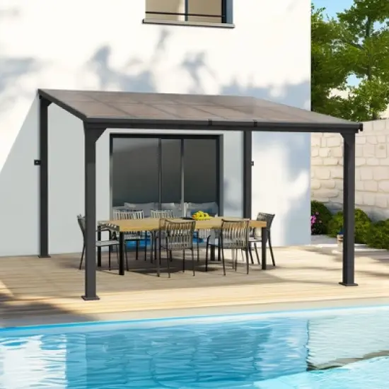 Pamapic Hardtop Outdoor Gazebo Pergola Aluminum Framed with Sloping Pitched Roof for Garden, Patio image {8}