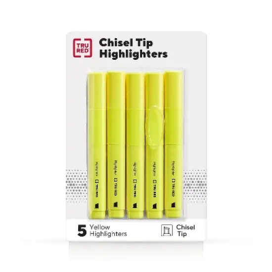 TRU RED Tank Highlighter with Grip Chisel Tip Yellow 5/Pack TR54577 image {9}