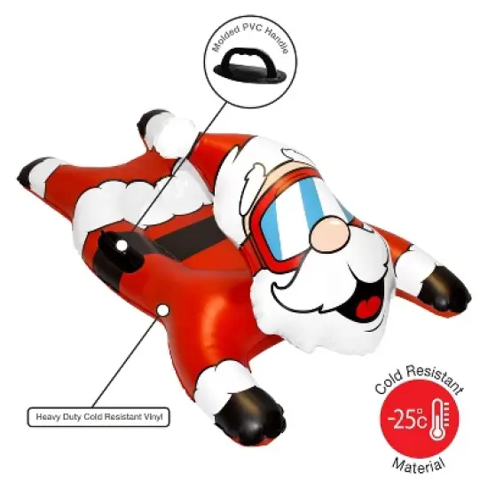 CocoNut Outdoor Winter Snow Tube 54" Jumbo Inflatable Sled - Santa Claus image {1}