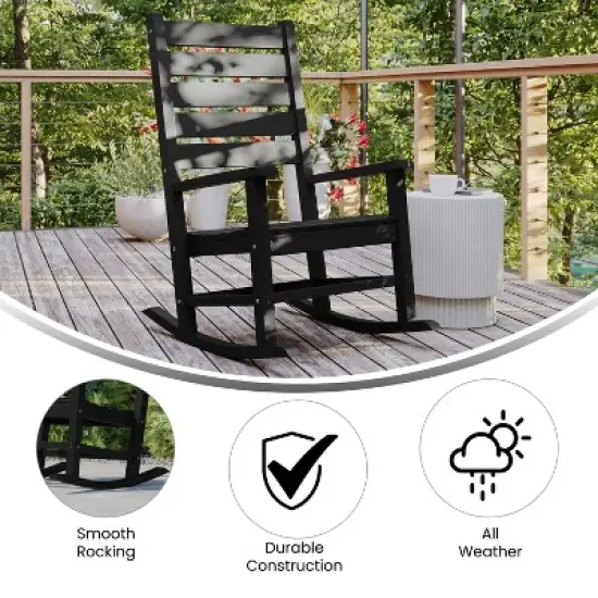 Flash Furniture Manchester Contemporary Rocking Chair, All-Weather HDPE Indoor/Outdoor Rocker image {5}
