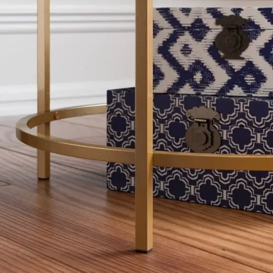 International Lux Wood and Metal Side Table Deco Stone - Sauder image {2}