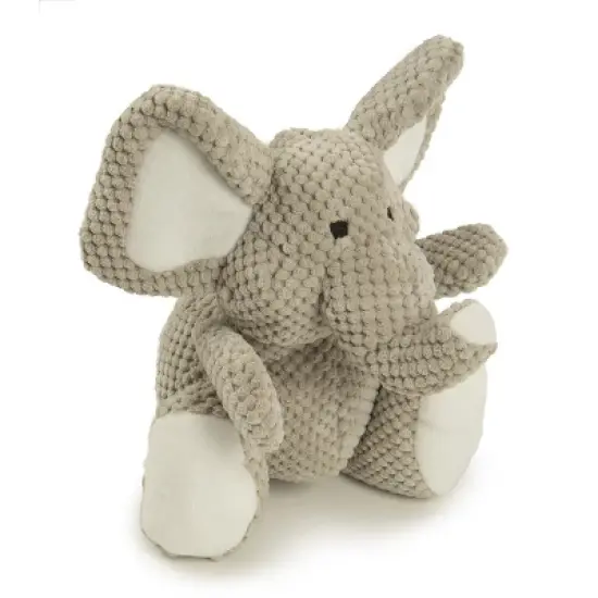 goDog Checkers Elephant Squeaky Plush Dog Toy, Chew Guard Technology - Gray, Large image {1}