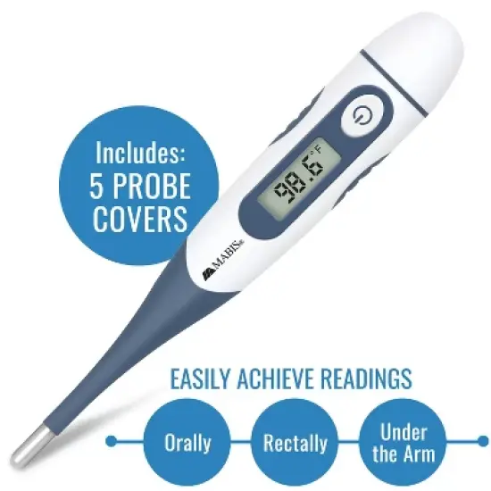 MABIS Digital Thermometer for Babies, Children and Adults for Oral, Rectal or Underarm Use, Blue, 20 Sec image {1}