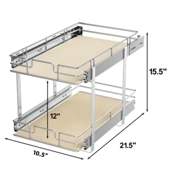 LOVMOR 2 Tier Individual Pull Out Cabinet Organizer, Slide Out Wood Shelves Organizers, Pull Out Drawers Organization and Storage for Kitchen Cabinet image {2}