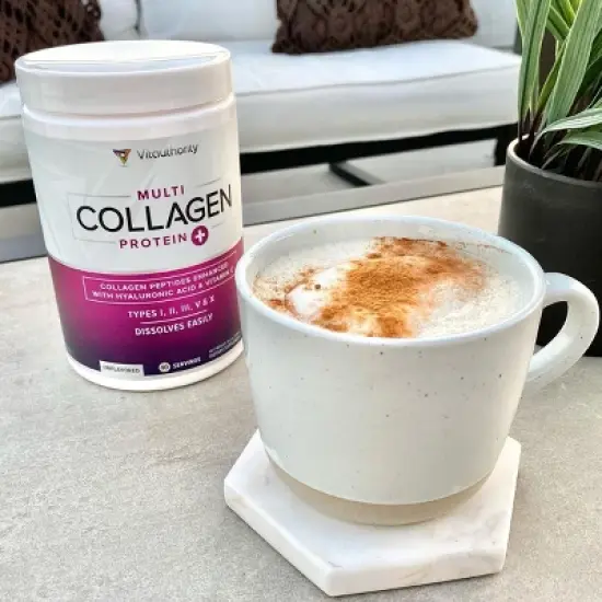 Multi Collagen Protein Plus Powder, Collagen Capsule Hair, Skin and Nails with Hyaluronic Acid and Vitamin C, Unflavored, Vitauthority, 40 Servings image {3}