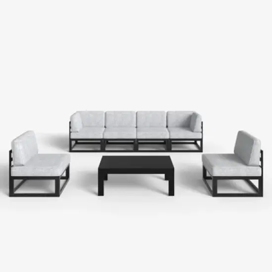 LayinSun 7-Piece Large Outdoor Modular L-Shaped Sectional Set with Coffee Table image {1}