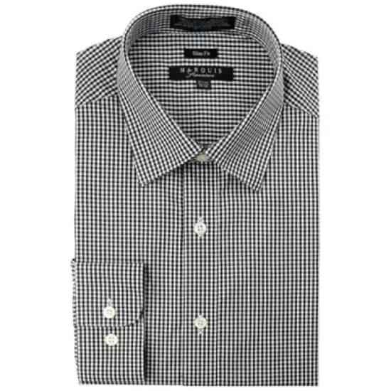 Marquis Men's Checkered Long Sleeve Slim Fit Dress Shirt Size S To XXL image {2}