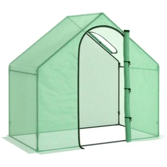 Outsunny 71'' x 39'' x 66'' Walk In Greenhouse Portable Hot House for Plants with Zippered Door and Top Window for Outdoor, Garden, Patio, PVC Cover image {9}