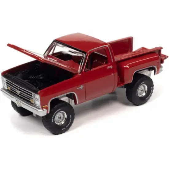 1986 Chevrolet Silverado K10 Stepside Truck Bright Red w/Red Interior Ltd Ed to 17406 pcs 1/64 Diecast Model Car by Auto World image {2}