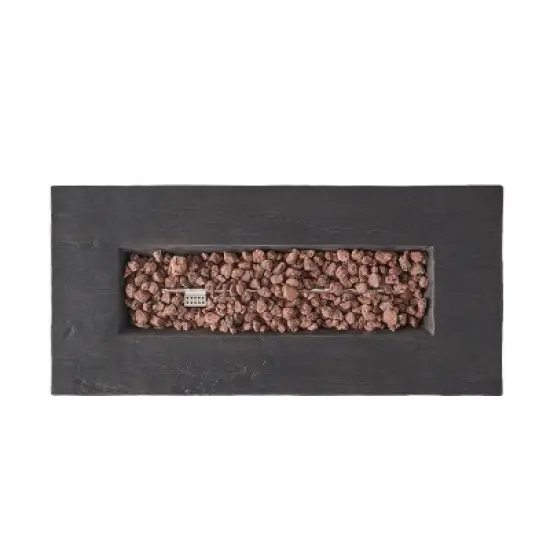 Custer Outdoor Rectangular Fire Pit - Gray - Christopher Knight Home image {7}