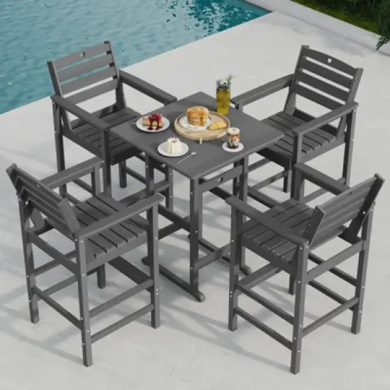 GardenJoy 5-Piece Bar Height Patio Table and Chairs Set, 30.2" - Weather Resistant, Outdoor image {5}