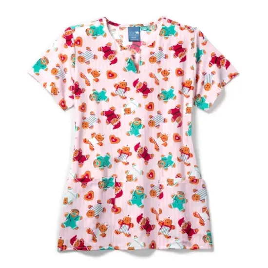Zoe and Chloe Zoe+Chloe Performance Notch Neck Print Scrub Top image {1}