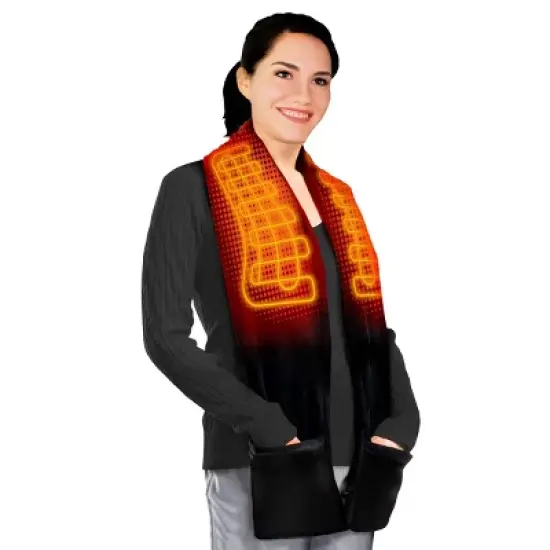 ActionHeat AA Battery Heated Reversible Scarf - Black image {9}