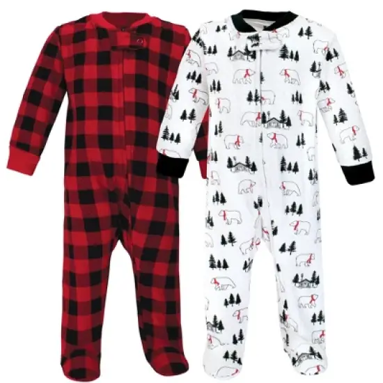 Hudson Baby Infant Boy Premium Quilted Zipper Sleep and Play, Buffalo Plaid Bear image {6}
