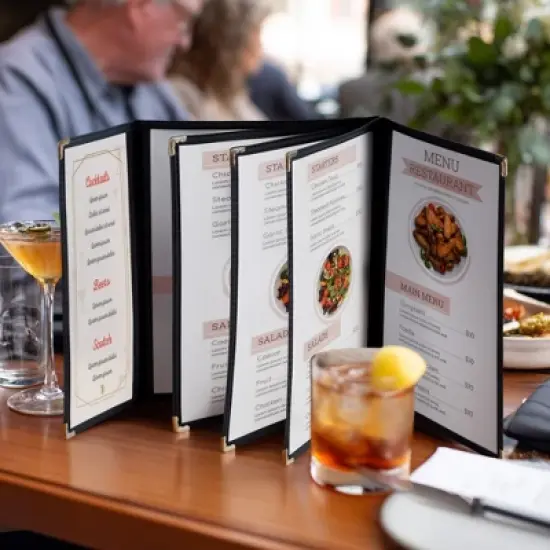 WeChef 30 Pcs Menu Covers 8.5x11" 5 Page 10 View & 4.25x11" Half Page Wine List image {7}