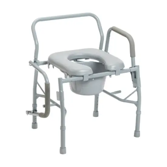 Drive Medical Steel Drop Arm Bedside Commode with Padded Seat and Arms image {1}