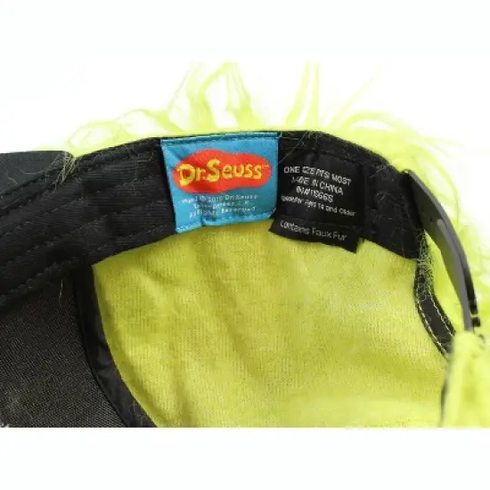 Dr. Seuss Hat Grinch Fur Hair Costume Snapback Cap Green image {2}