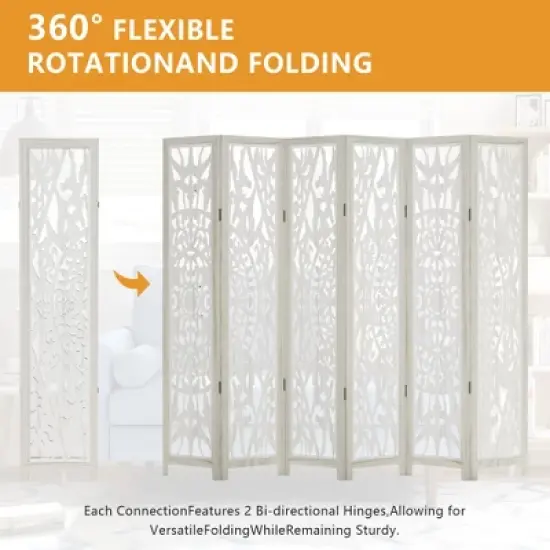 Lirago 68 in. Wood Outdoor Privacy Screens Garden Outdoor Fence 6 pieces White image {6}