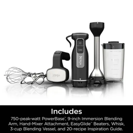 Ninja Foodi Power Mixer System with Hand Blender & Hand Mixer Combo and 3-Cup Blending Vessel - CI101: Immersion Blender, 5 Speeds, Whisk image {6}