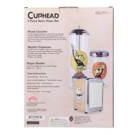Just Funky Cuphead Retro Diner Set - Napkin Dispenser/ Sugar Shaker/ Straw Canister image {6}
