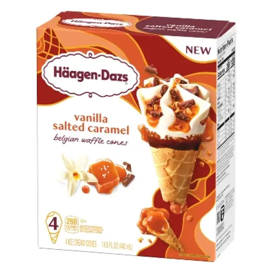 Haagen-Dazs Vanilla Salted Caramel Belgian Waffle Ice Cream Cone - 14.8 fl oz/4ct image {3}