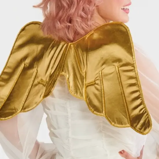 Adult Angel Halloween Costume Wings - Hyde and EEK! Boutique&trade;: Gold Polyester Accessories image {2}