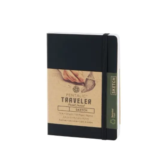 Pentalic 4"x 6" Traveler Pocket Sketching Journal, 2 pack, Black image {2}