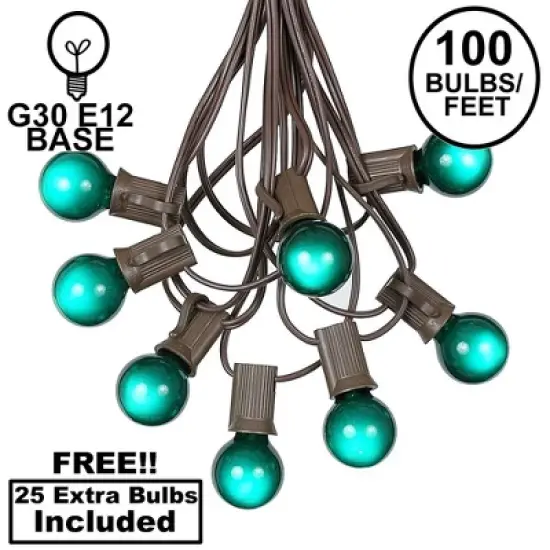 Novelty Lights 100 Feet G30 Globe Outdoor Patio String Lights, Brown Wire image {14}