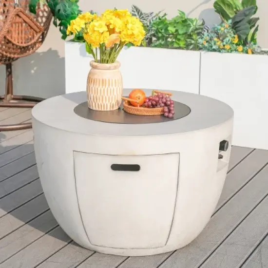 Moda Furnishings 23.8'' H x 36'' W Magnesium Oxide Propane Outdoor Fire Pit Table with Lid image {2}