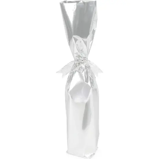 Sparkle and Bash 100 Pack Metallic Silver Foil Gift Wrapping Bags for Wine Bottles, 6.25 x 17.5 in image {2}