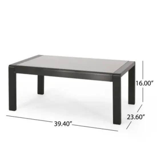 Outdoor Aluminum Coffee Table with Tempered Glass Top, Modern Accent Table for Patio, Garden, or Lounge Seating Area-The Pop Home image {3}