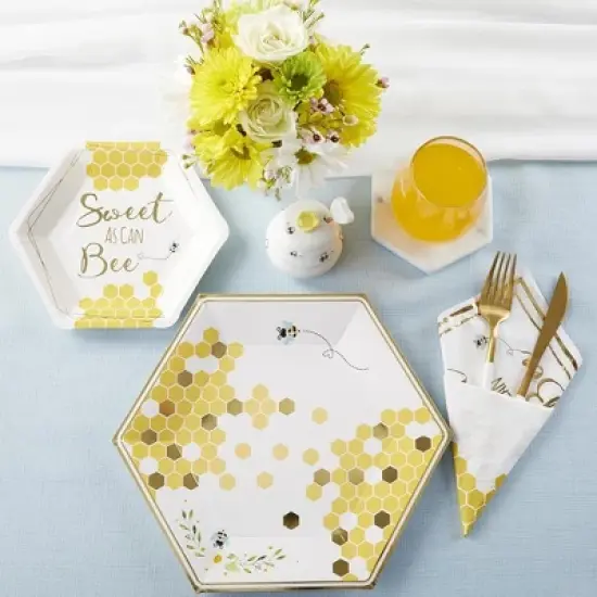 Kate Aspen Sweet as Can Bee 9 in. Premium Paper Plates (Set of 32) | 28556NA image {3}