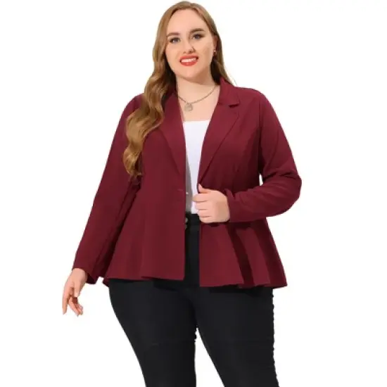 Agnes Orinda Women's Plus Size High-Low Hem Workwear Formal Peplum Blazers image {8}