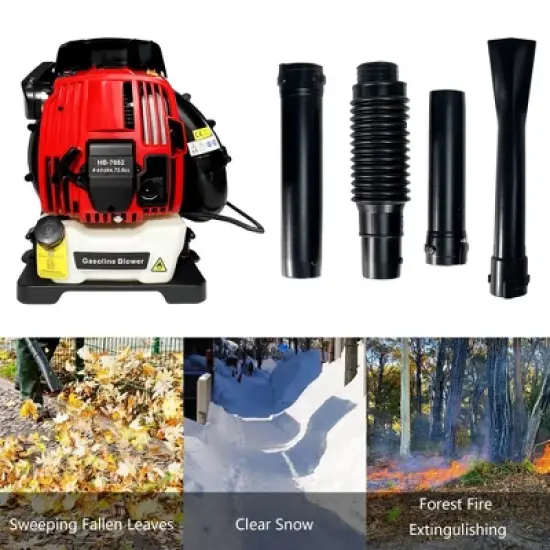 Leaf Blower, 76CC, 660CFM, 200MPH, 4 Stroke Air Cooling Gas Backpack Grass Blower,Snow Blower image {6}