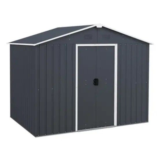 Costway 5.7 FT x 7.5 FT Outside Storage Shed Double Door Outdoor Tool House withAir Window image {9}