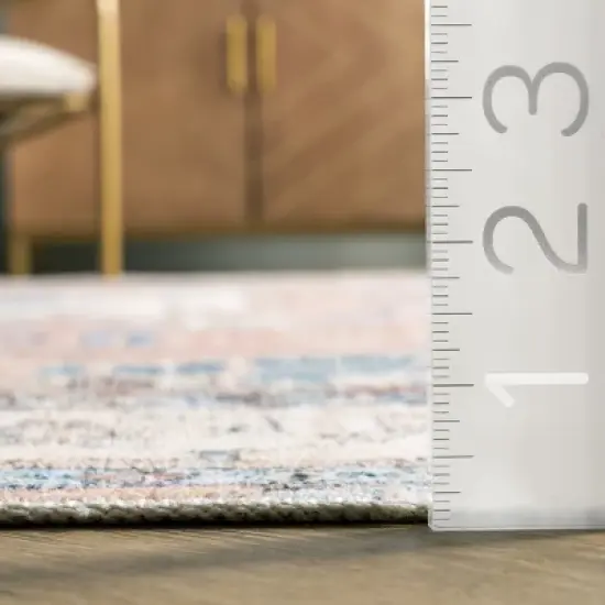 nuLOOM Eleanor Machine Washable Distressed Medallion Area Rug image {2}