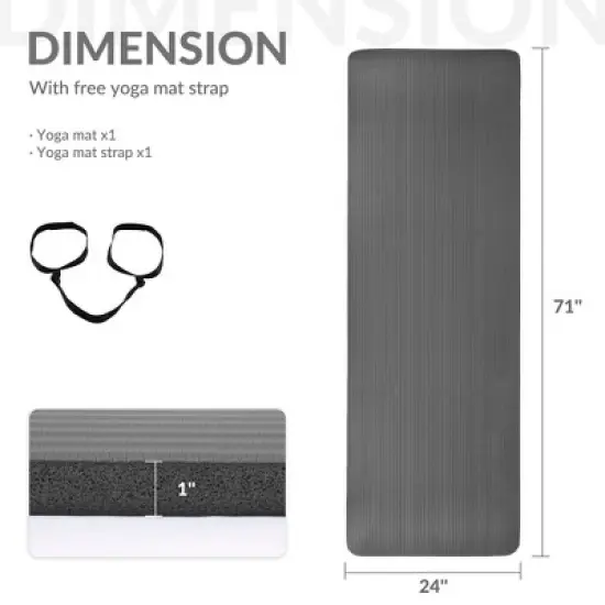 Gulches oga mat, one inch thickened high-density practice mat, tear-resistant practice yoga mat with straps, suitable for all kinds of yoga practice image {1}