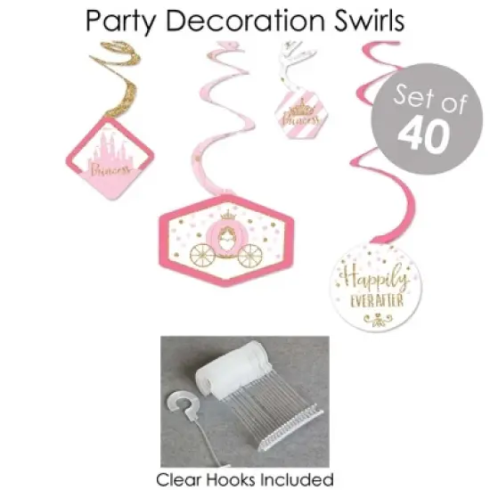 Big Dot of Happiness Little Princess Crown - Pink and Gold Princess Baby Shower or Birthday Party Supplies - Banner Decoration Kit - Fundle Bundle image {3}