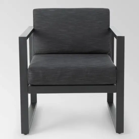 Navan 5pc Aluminum Chat Set with Fire Pit - Dark Gray/Black/Light Gray - Christopher Knight Home image {2}