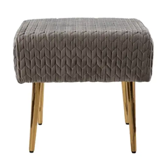 Wegre Woven Upholstered Ottoman Gray/Gold - Aiden Lane image {2}