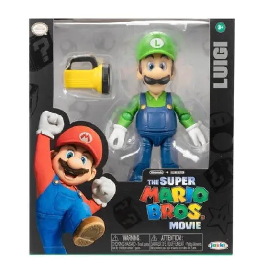 Nintendo The Super Mario Bros. Movie Luigi Figure with Flashlight Accessory image {1}