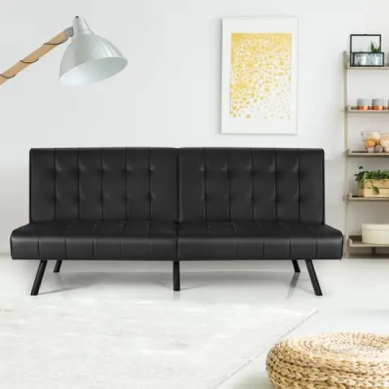 Costway Futon Sofa Bed PU Leather Convertible Folding Couch Sleeper Lounge White/Black/Grey image {4}