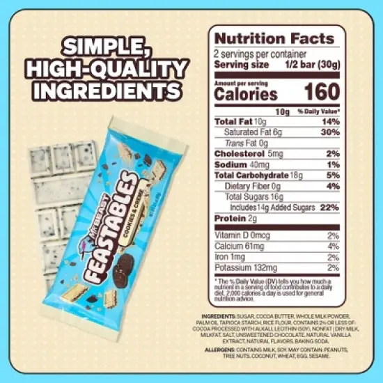Feastables MrBeast Cookies and Cream Chocolate Bar - 60g image {4}
