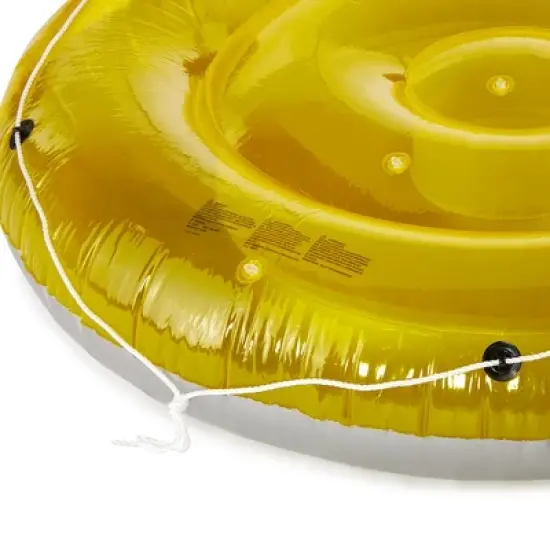 Swimline 9050 Giant 72 Inch Round Tube Swimming Pool or Lake 2 Person Sun Tan Lounger Island Float Inflatable with Rope, Yellow image {3}