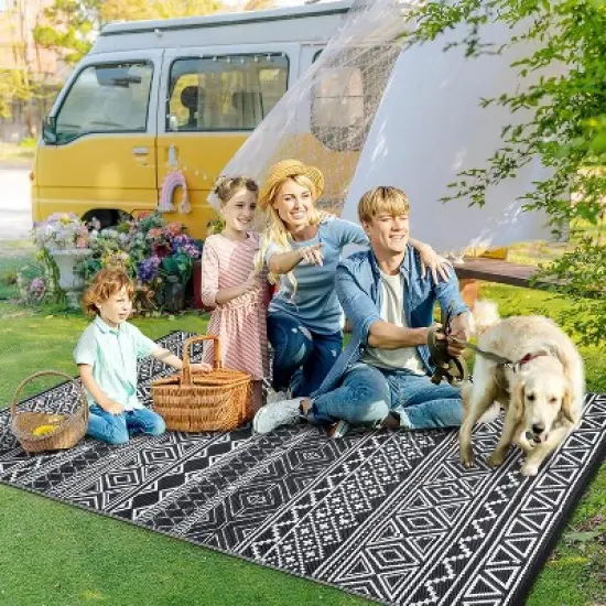 Coucheta Reversible Outdoor Rug , Waterproof Plastic Straw Patio Mat for Camping, RV & Deck, Easy Clean & Portable,Multi-Color & Size image {6}